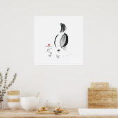 Kerstpinguïn, Sumi-e Poster (Keuken)