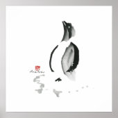 Kerstpinguïn, Sumi-e Poster (Voorkant)