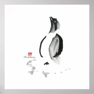 Kerstpinguïn, Sumi-e Poster