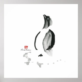Kerstpinguïn, Sumi-e Poster