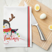 Kerstpinguïn theedoek (Quarter Fold)