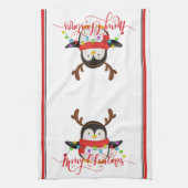 Kerstpinguïn theedoek (Verticaal)