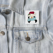 kerstpinguïn Tshirts en cadeautjes Vierkante Button 5,1 Cm (In situ)