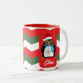 Kerstpinguïn Tweekleurige Koffiemok (Voorkant rechts)