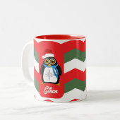 Kerstpinguïn Tweekleurige Koffiemok (Voorkant links)