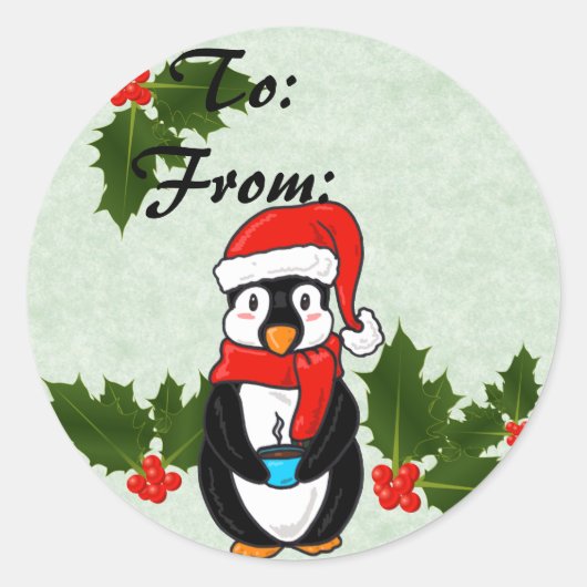Kerstpinguïn van en naar Stickers (Voorkant)
