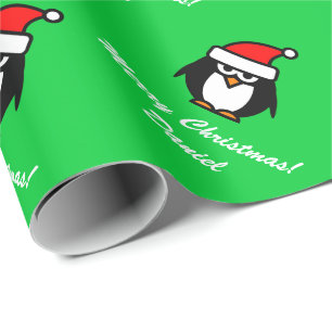 kerstpinguïn, verpakkingspapier    cadeaupapier