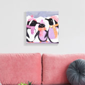 Kerstpinguïn Vrienden | Waterverf in de winter Canvas Afdruk (Insitu (Woonkamer))
