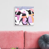 Kerstpinguïn Vrienden | Waterverf in de winter Canvas Afdruk (Insitu (Woonkamer))