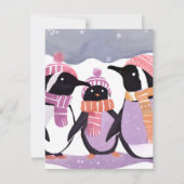 Kerstpinguïn Vrienden | Waterverf in de winter Feestdagenkaart (Voorkant)
