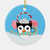 Kerstpinguïn Warme Chocolade Keramisch Ornament (Voorkant)