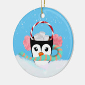 Kerstpinguïn Warme Chocolade Keramisch Ornament (Links)