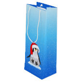 Kerstpinguïn Wijn Cadeautas (Achterkant Gekanteld)