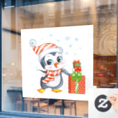 Kerstpinguïn Window Cling Raamsticker (Cafe Raam)