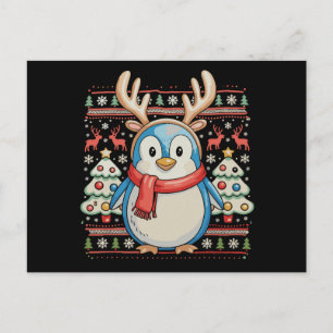 Kerstpinguïn Xmas Lelijke Trui Sneeuw Vakantie Feestdagenkaart