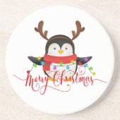 Kerstpinguïn   zandsteen onderzetter (Voorkant)