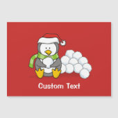 Kerstpinguïn zittend met sneeuwballen (Voorkant)