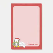 Kerstpinguïn zittend met sneeuwballen post-it® notes (Voorkant)