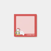Kerstpinguïn zittend met sneeuwballen post-it® notes (Voorkant)