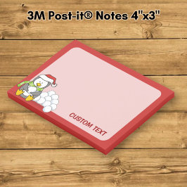 Kerstpinguïn zittend met sneeuwballen post-it® notes