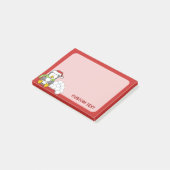 Kerstpinguïn zittend met sneeuwballen post-it® notes (Schuin)