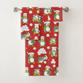 Kerstpinguïnachtergrond Bad Handdoek (Insitu)