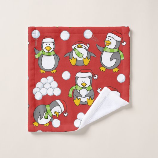 Kerstpinguïnachtergrond Bad Handdoek (Wasdoekje)