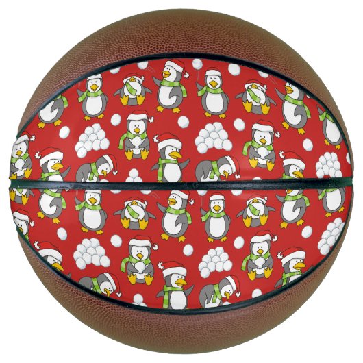 Kerstpinguïnachtergrond Basketbal (Voorkant)