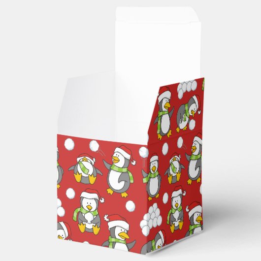 Kerstpinguïnachtergrond Bedankdoosjes (Geopend)
