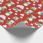 Kerstpinguïnachtergrond Cadeaupapier (Hoek)