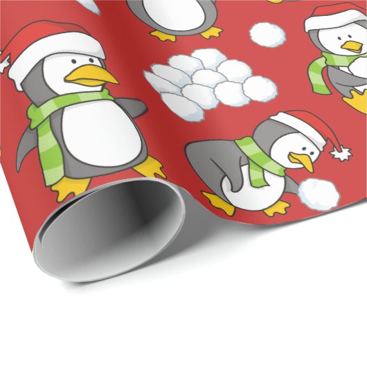 Kerstpinguïnachtergrond Cadeaupapier (Rol Hoek)
