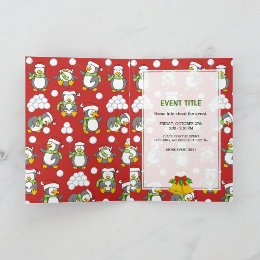 Kerstpinguïnachtergrond Feestdagen Kaart (Binnen)