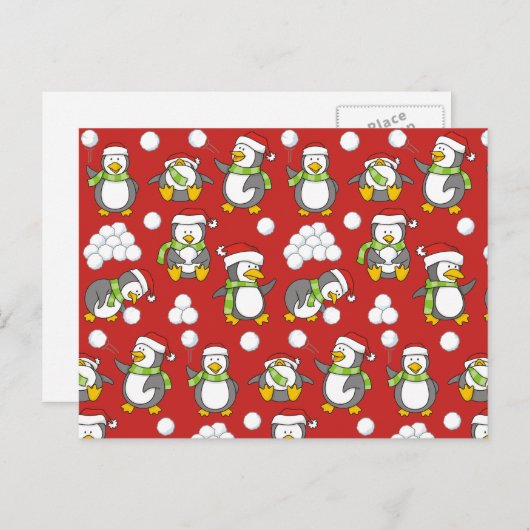 Kerstpinguïnachtergrond Feestdagenkaart (Voorkant / Achterkant)