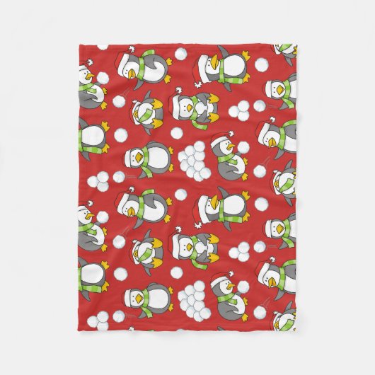 Kerstpinguïnachtergrond Fleece Deken (Voorkant)