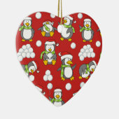 Kerstpinguïnachtergrond Keramisch Ornament (Rechts)