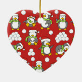 Kerstpinguïnachtergrond Keramisch Ornament (Achterkant)
