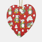 Kerstpinguïnachtergrond Keramisch Ornament (Links)