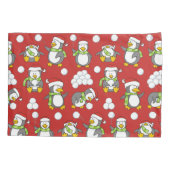 Kerstpinguïnachtergrond Kussensloop (Achterkant)