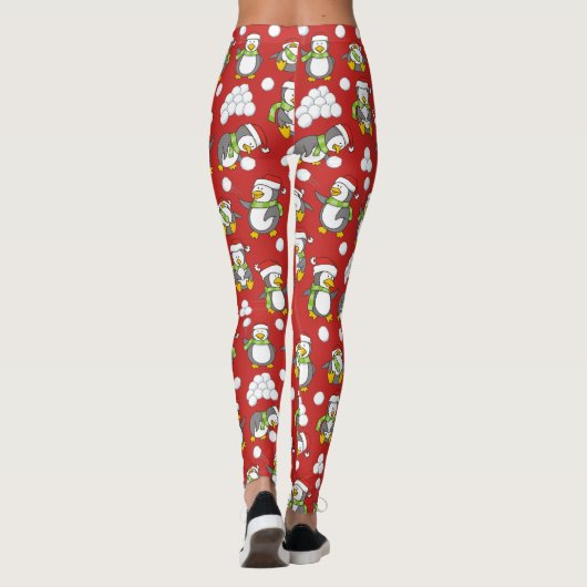 Kerstpinguïnachtergrond Leggings (Achterkant)