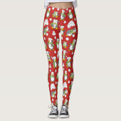 Kerstpinguïnachtergrond Leggings (Voorkant)