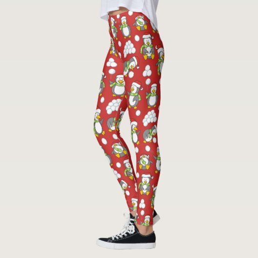 Kerstpinguïnachtergrond Leggings (Links)