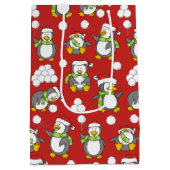 Kerstpinguïnachtergrond Medium Cadeauzakje (Achterkant)