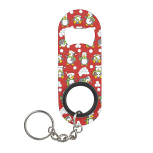Kerstpinguïnachtergrond Mini Flessenopener