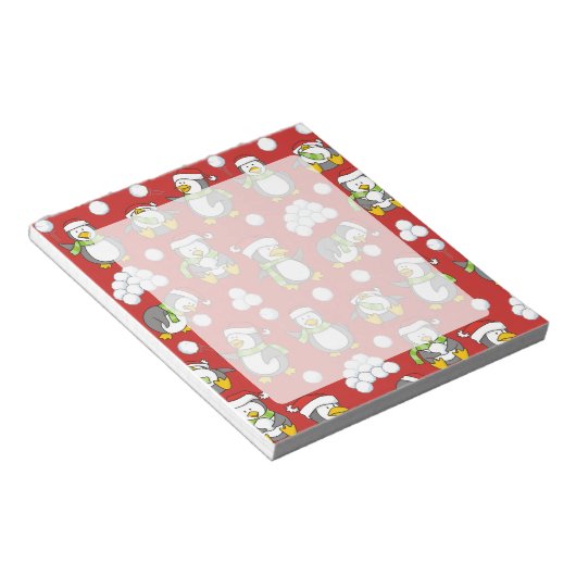 Kerstpinguïnachtergrond Notitieblok (Schuin)