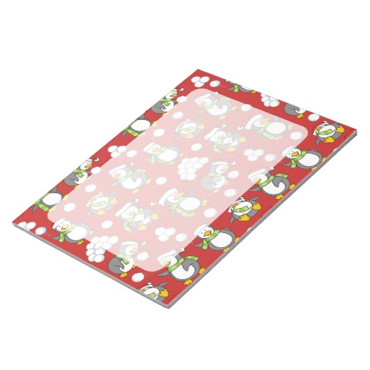 Kerstpinguïnachtergrond Notitieblok (Schuin)