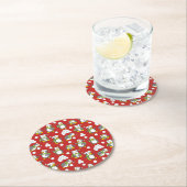 Kerstpinguïnachtergrond Ronde Kartonnen Onderzetter (Insitu)