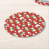 Kerstpinguïnachtergrond Ronde Kartonnen Onderzetter (Gebogen)
