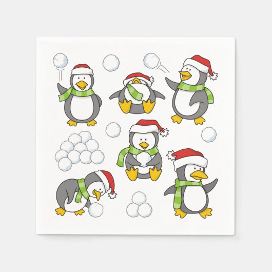 Kerstpinguïnachtergrond Servet (Voorkant)