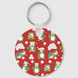Kerstpinguïnachtergrond Sleutelhanger