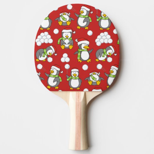 Kerstpinguïnachtergrond Tafeltennisbatje (Voorkant)